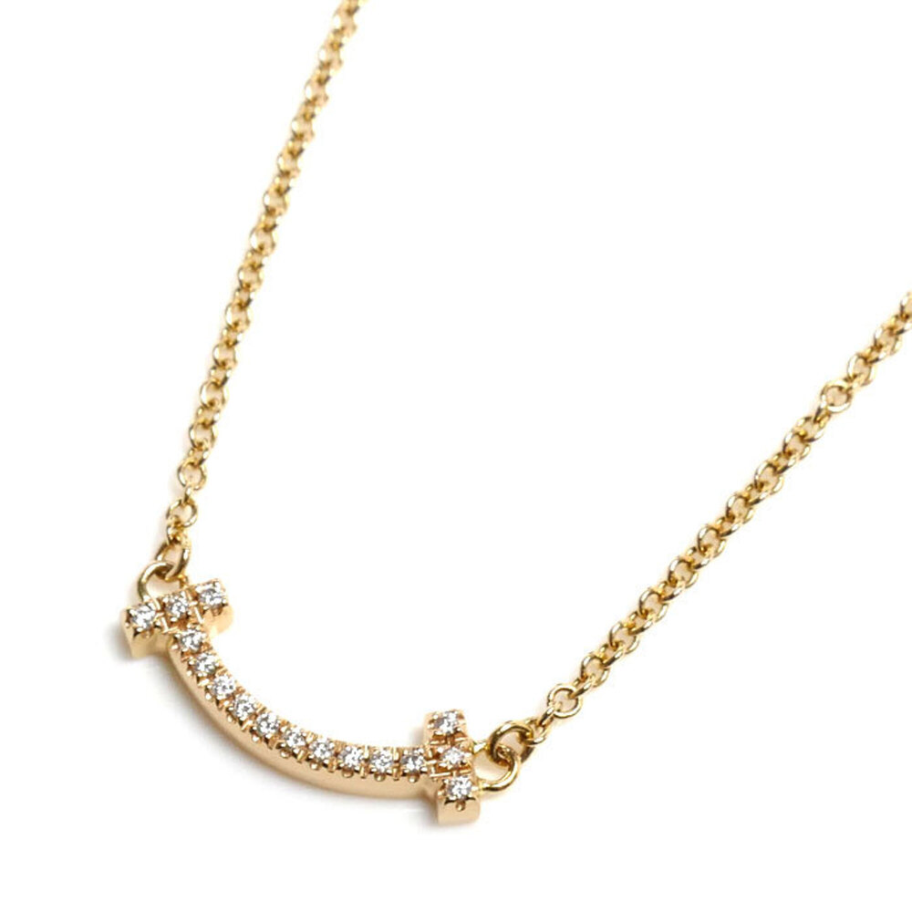 TIFFANY&Co. Tiffany 18K Yellow Gold T Smile Mini Necklace 62617683 Diamond 2....
